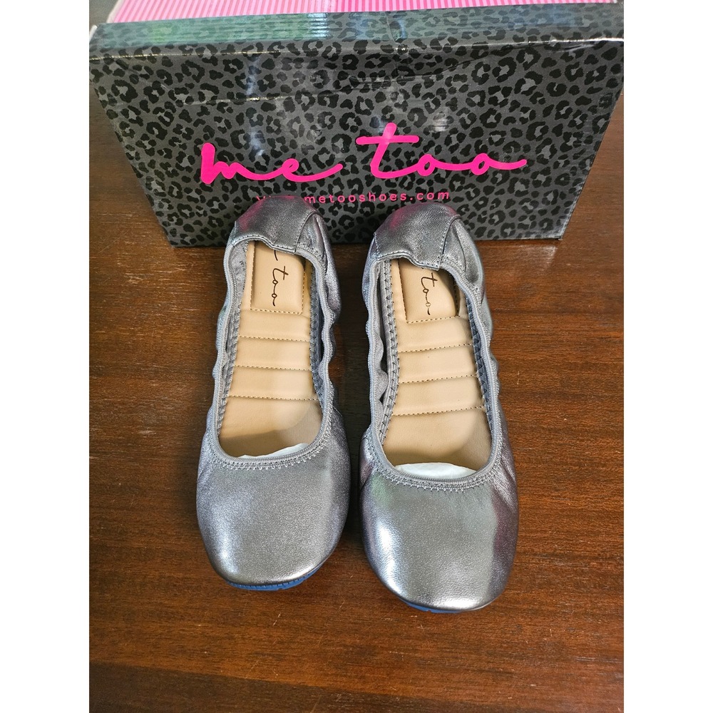 Me Too Tru Blu5 Ballet Flats Women 7.5 M Pewter Metallic Cushioned Comfort